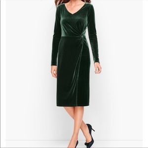 Talbots size small petite green velvet dress.
